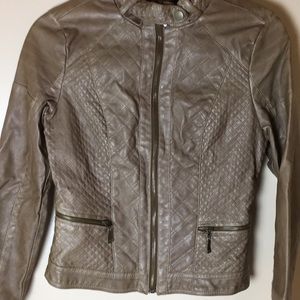 Trendy pleather (faux leather) motorcycle jacket